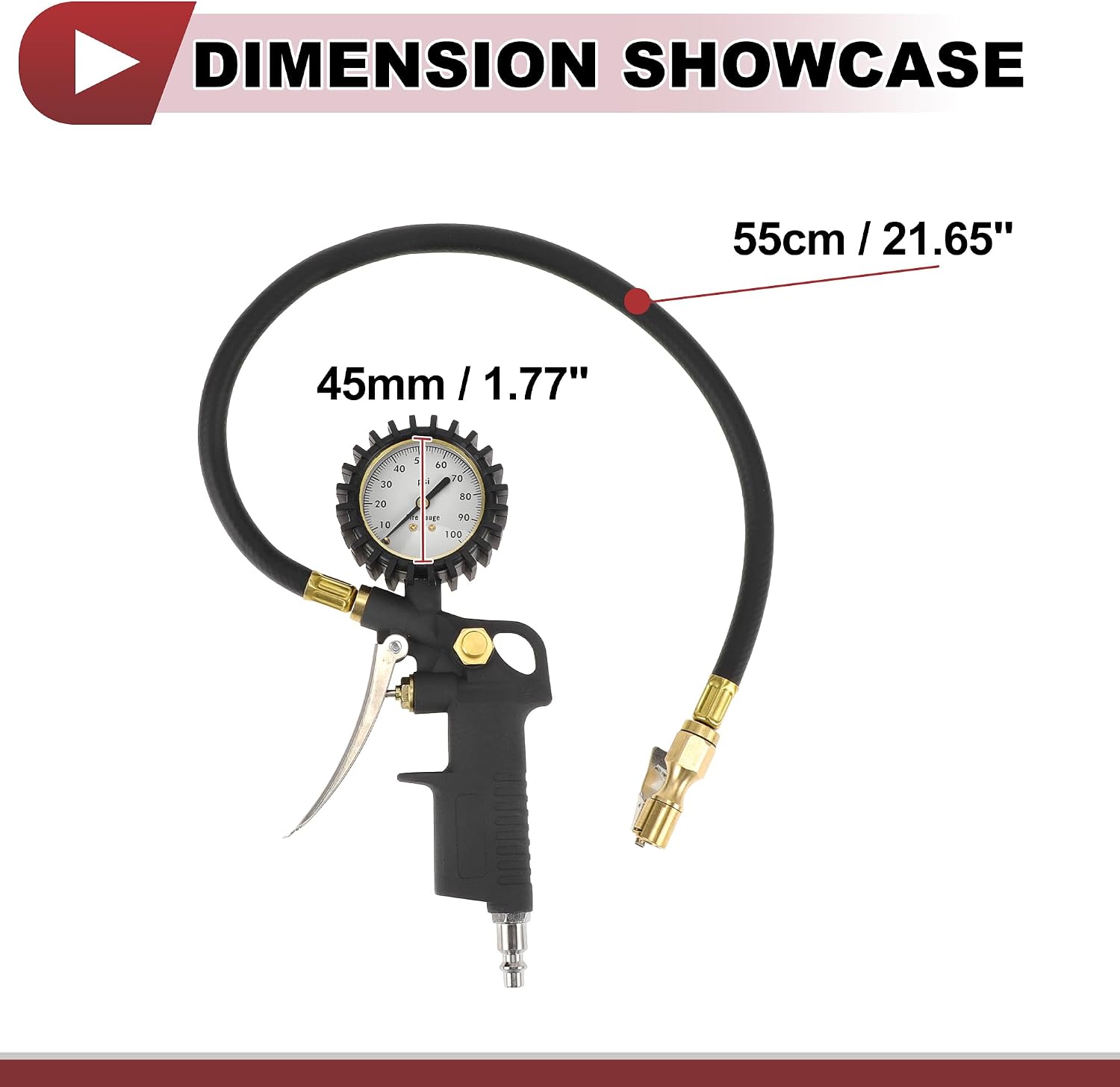 1 Set Universal Tire Pressure Gauge Gear Sets 90 Degree Valve Extension 0-100PSI GHI07-100PSI Air Pressure Meter for Cars