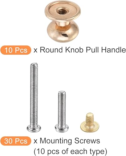 Miniatura 6 de METALLIXITY Mini tiradores de cajón (0.39 pulgadas), 10 unidades, aleación de zinc, mini pomos de cabeza redonda con tornillos, para manija de cajón
