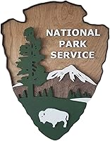 Bonlting National Park Service Arrowhead Wood Sign - Rustic Antique Wall Mounted Decor for Garden, Home, Indoor Outdoor Use