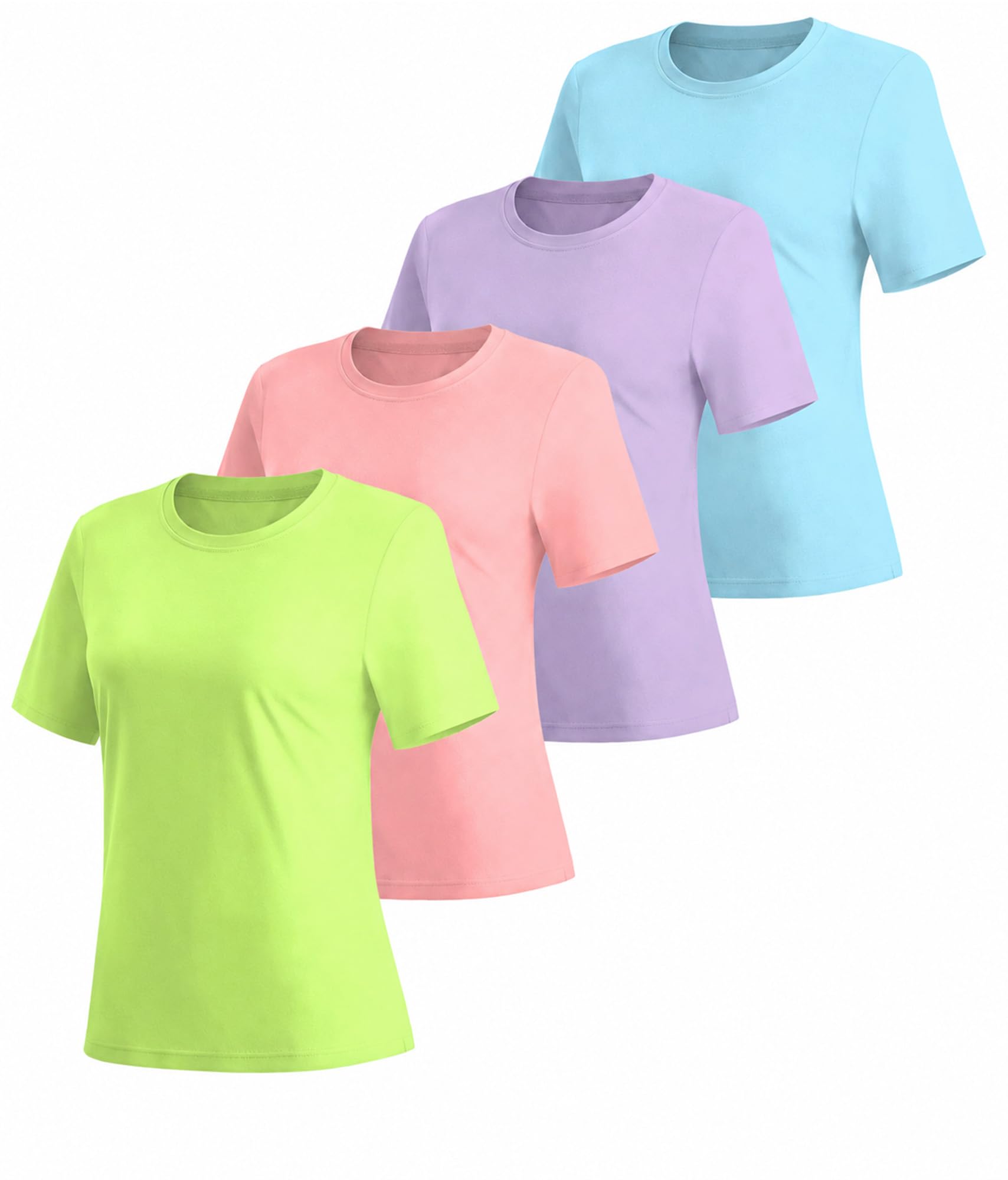 ANGEL CITIZ Top da allenamento da donna a maniche lunghe e a maniche corte, ad asciugatura rapida, camicie da corsa morbide e traspiranti, per yoga, palestra, UPF 50+, confezione multipla
