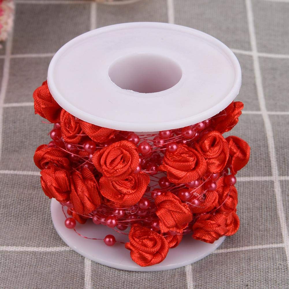 Rotolo da 10 m di perle artificiali, filo di perline, ghirlanda di fiori, decorazione fai da te, feste di nozze, 8 mm e 3 mm (beige