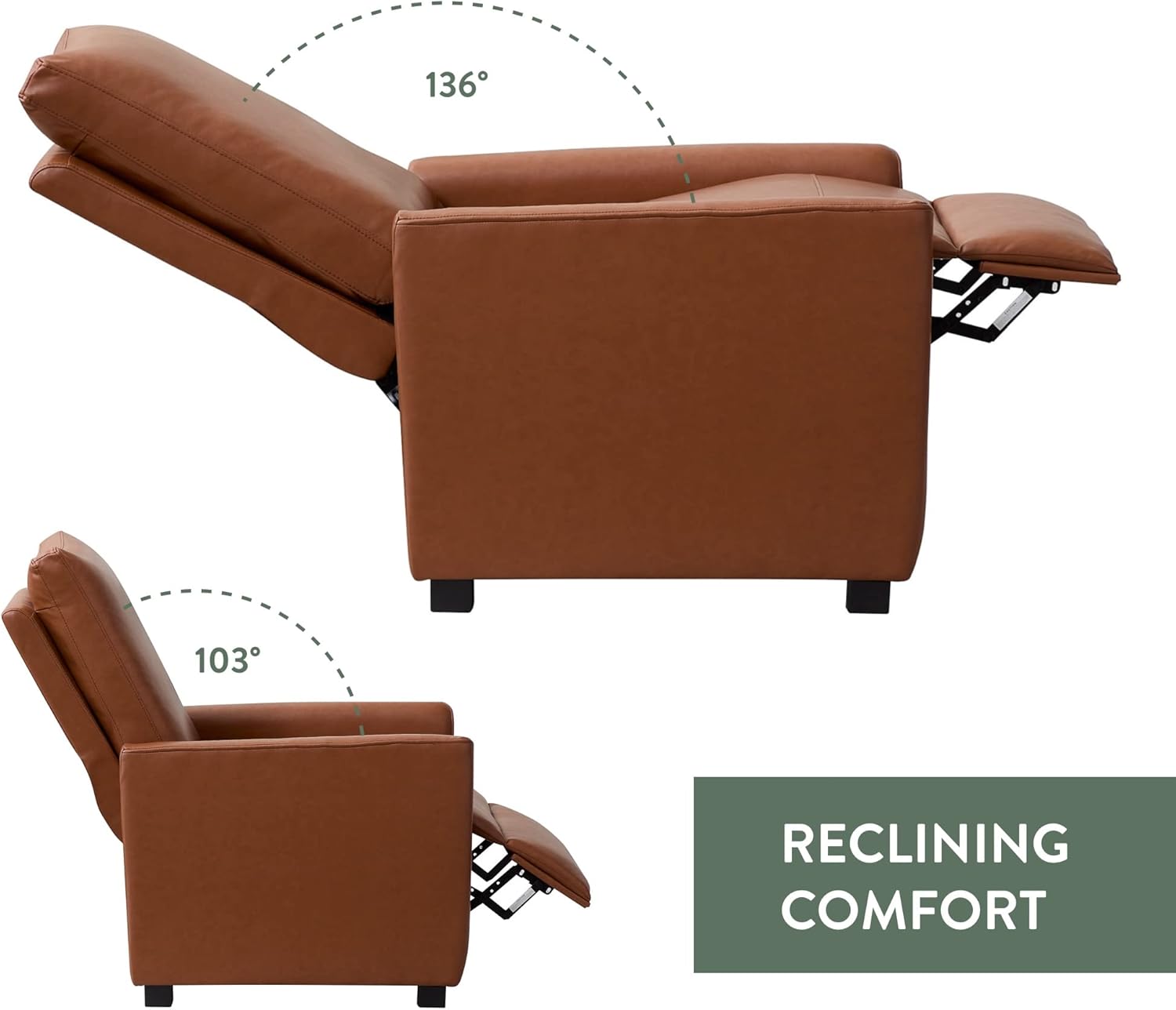 Edenbrook Adams Modern Round Arm Recliner Living Room Chair, Camel : Everything Else