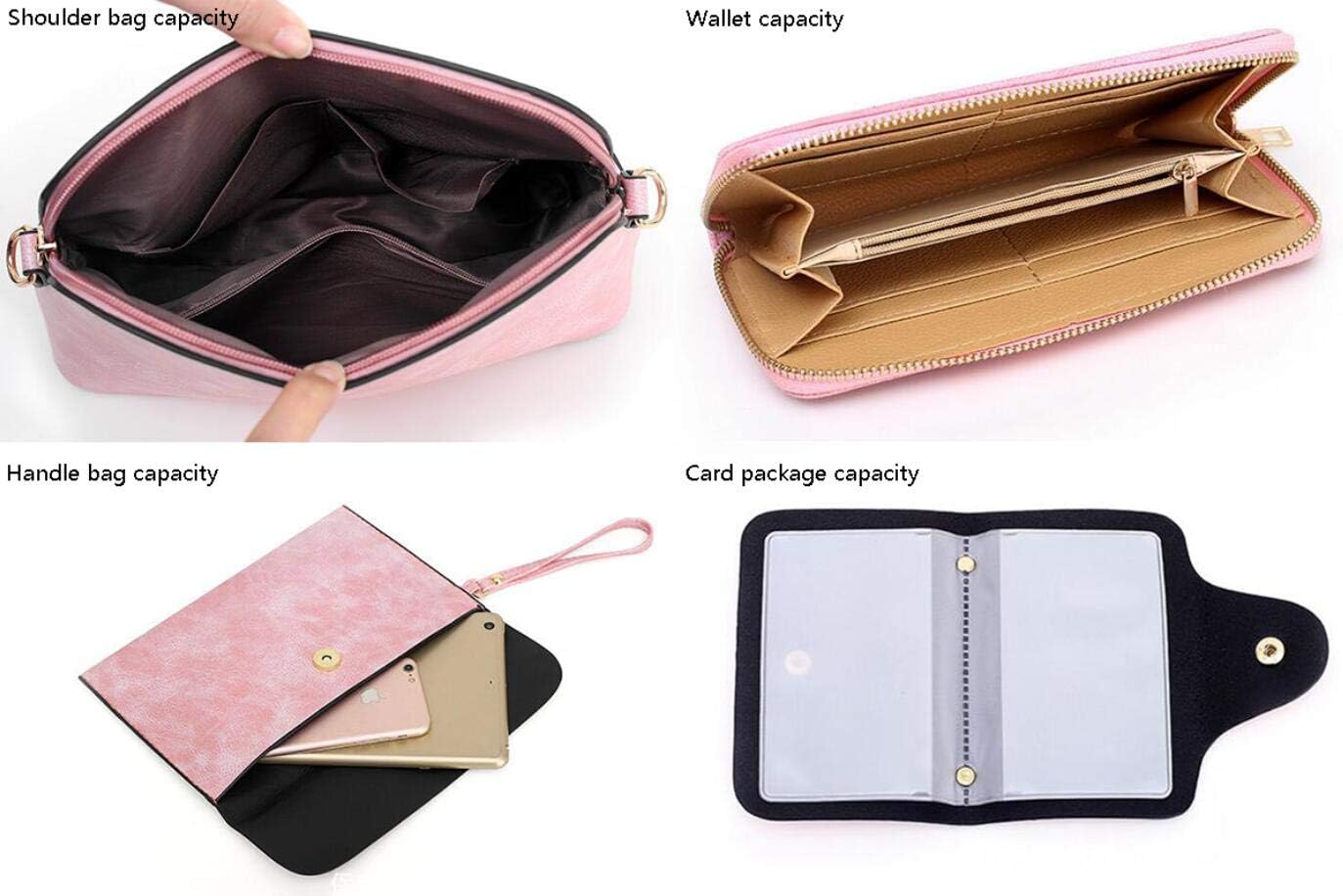 Women 5pcs Set Handbag and Purse Vintage Top Handle Bag Work Tote Satchel PU Leather Shoulder Clutch