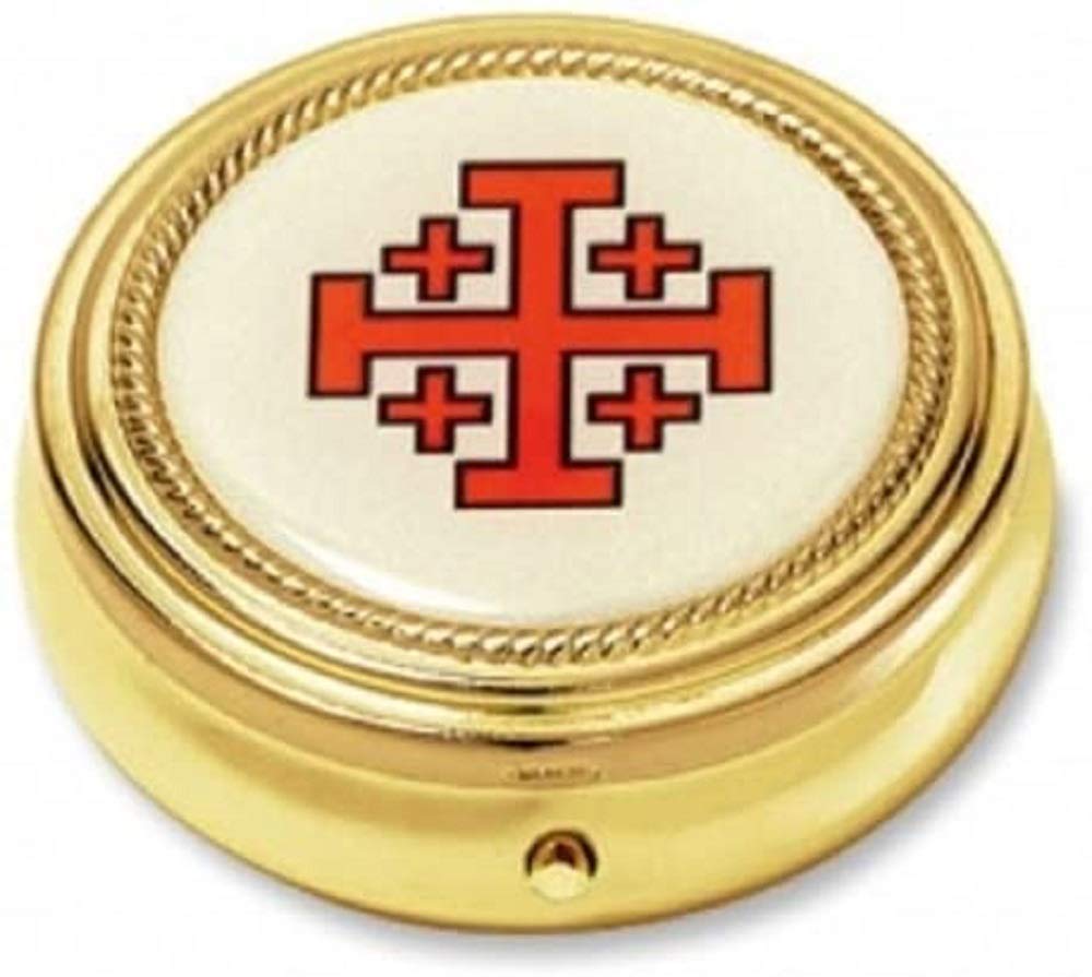 Cruz de Jerusalén Píxide hermético para transportar hostias sin roturas