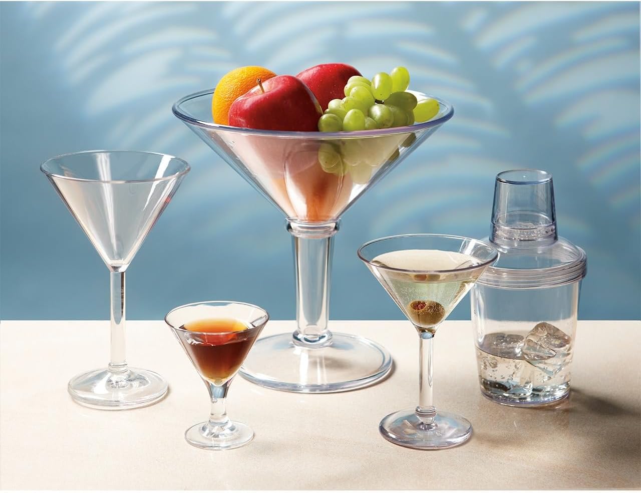 G.E.T. SW-1402-1-SAN-CL-EC Heavy-Duty Shatteproof Plastic Martini Glasses, 6 Ounce, Clear (Set of 4)