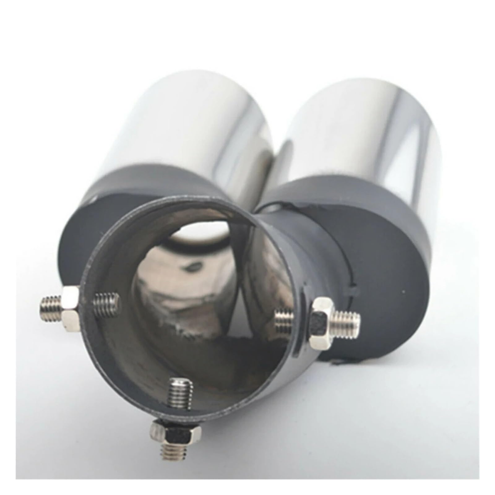 Cola Tubo Escape Silenciador De Tubo De Escape Universal De Acero Inoxidable De 63 Mm con Doble Salida para Coche Tubo De Escape con Rejilla Negra Terminal De Escape