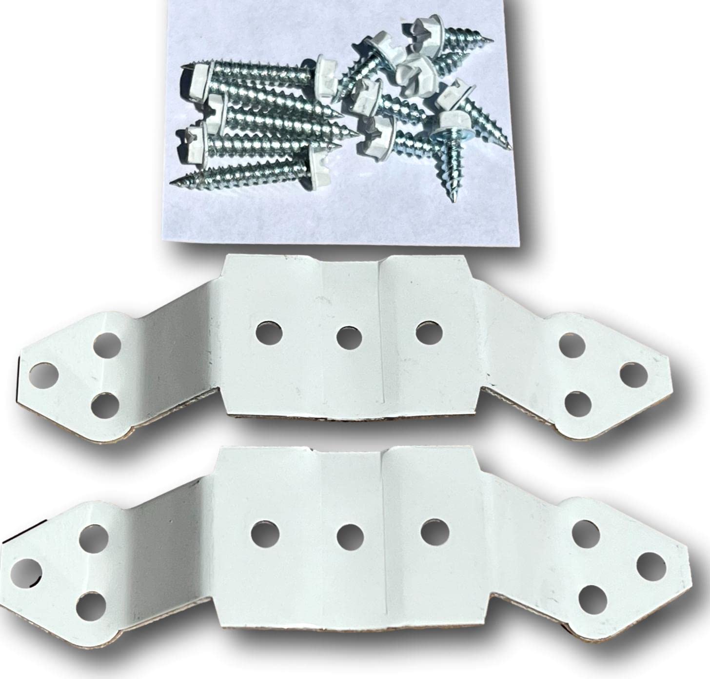 K-TEC GUTTER SUPPLY(2 Pack) Downspout Strap/Cleat for Fastening Downspout to House. Easily Zip Screw These Clips to Back of Downspout and Attach to Home Wuth Included Color Matching Scews