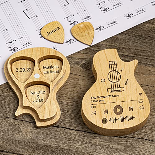 Boîte à médiators en bois personnalisé avec 3 médiators Spotify, boîte à médiators en bois pour guitare électrique… - Les Beatles, Paul McCartney, John Lennon, RIngo Starr, George Harrison Boîte à médiators en bois personnalisé avec 3 médiators Spotify, boîte à médiators en bois pour guitare électrique… – Image 4