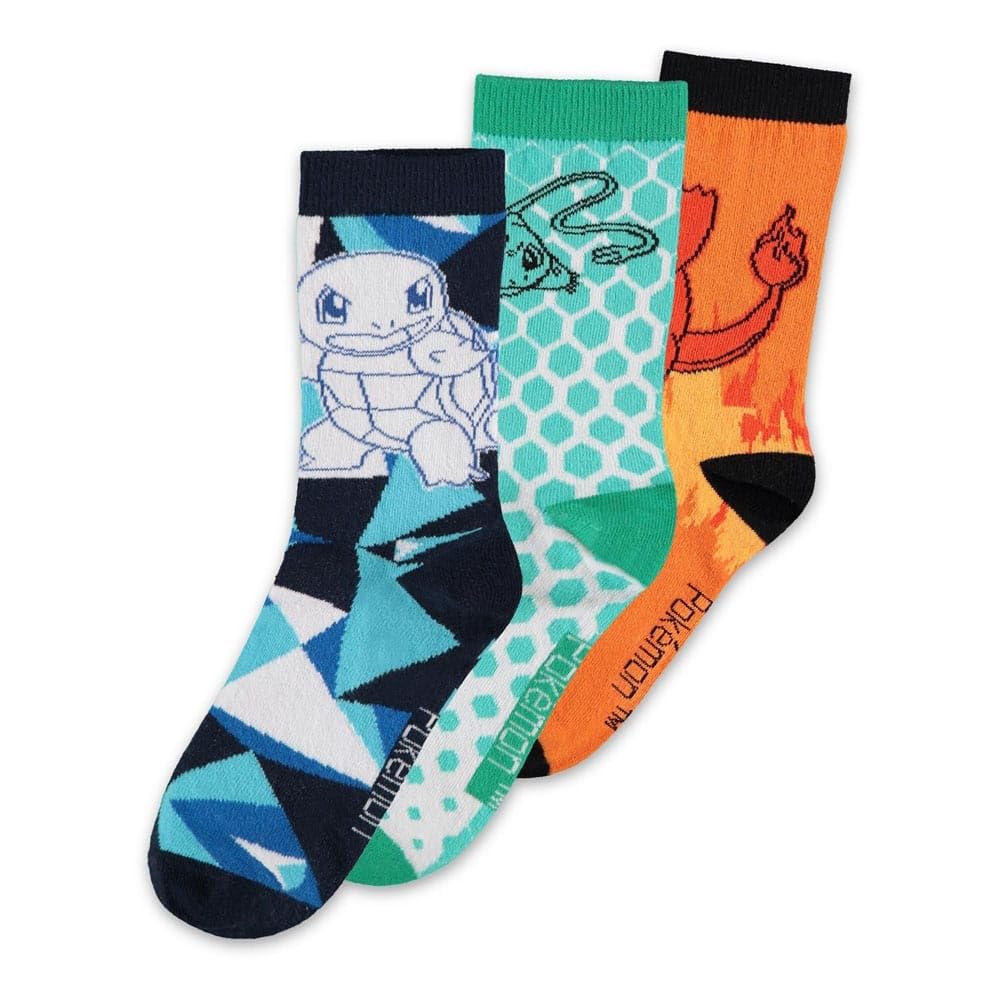 DIFUZED Sport Pack 3 Pokemon Socks 39/42, Multicoloured, Size 6-8