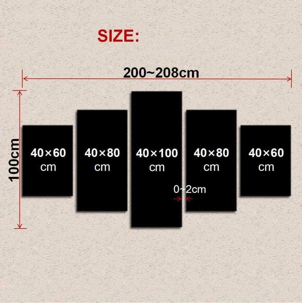5 Piezas De Arte De La Pared Del Cartel De La Lona Partido De Fútbol Y Jugadores (Xxl/Con Marco 200 X 100 Cm) Decoración De Pared, Obra De Arte Moderna, Pintura Para El Hogar, La Oficina, 9K5H+T5P