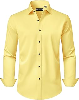 Men's Dress Shirts Long Sleeve Stretch Wrinkle Free Wedding Formal Business Button Down Shirt