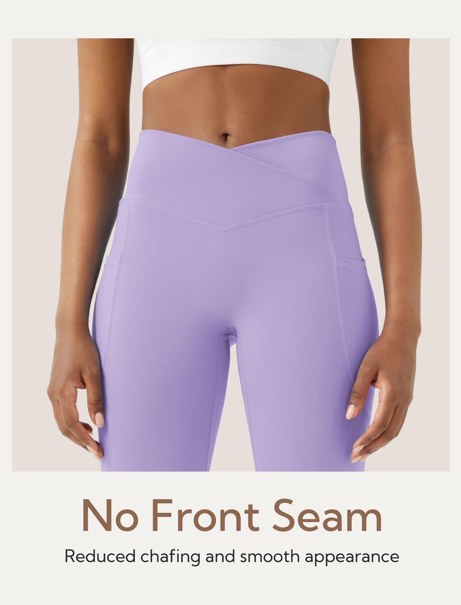 Womens Flare Yoga Pants with Pockets Crossover Flared Leggings Bootcut Bell Bottom No Front Seam: Purple Large