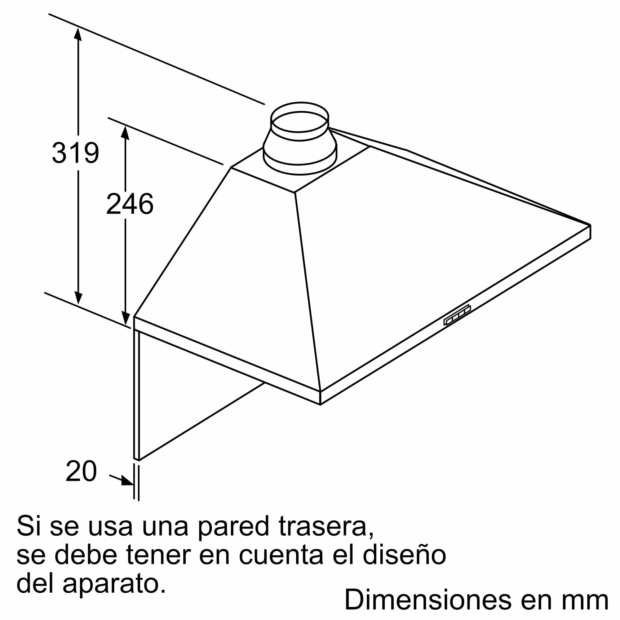 Balay - Campana Exrtactora Decorativa de Pared Piramidal, 90 cm de ancho, 3 potencias de extracción, Instalación en Salida de Humos o Recirculación, Acero Inoxidable, 3BC696MX