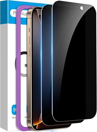 Fotbor 2 Pack Compatible for iPhone 16 Pro Max Privacy Screen Protector, Anti Spy Private Case Friendly Anti-Scratch 9H Hardness Tempered Glass