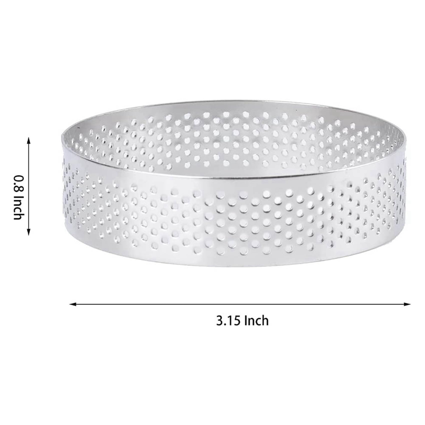 Lot de 45 anneaux à tarte ronds en acier inoxydable perforés à chaud