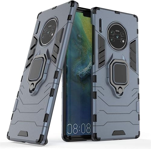 Compatible with Huawei Mate 30 Pro, Huawei Mate30 Pro 5G Case, Metal Ring Grip Kickstand Shockproof Hard Bumper (Works with Magnetic Car Mount) Dual
