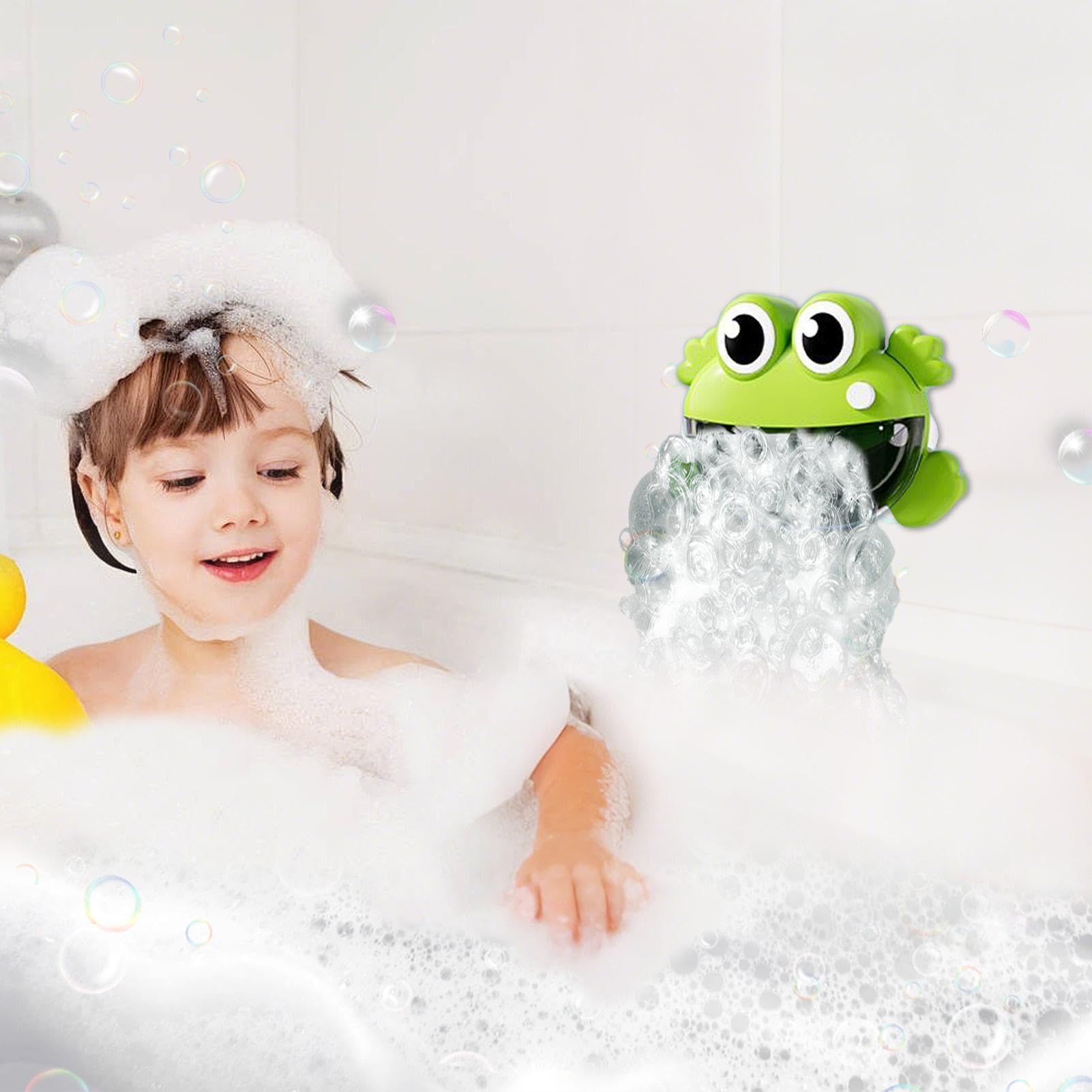 Bubble Machine Bath - ABS Automatic Maker with Frog Crocodile Design | Cute Toy | Foam Bubble Generator | Play Entertainment Device for Kids Bathroom — view 3