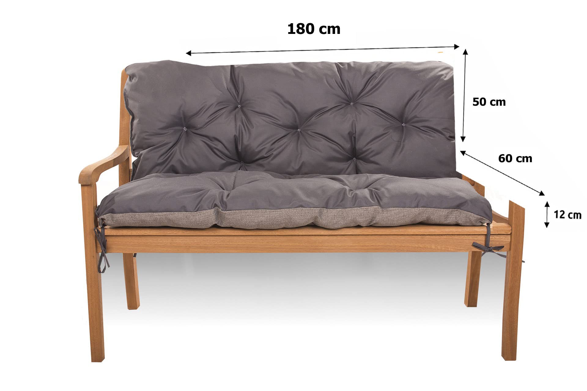 Coussin pour balancelle de jardin - Banc avec dossier - Coussin pour balancelle de jardin - Coussin de banc extérieur (180 x 60 x 50, Anthracite)
