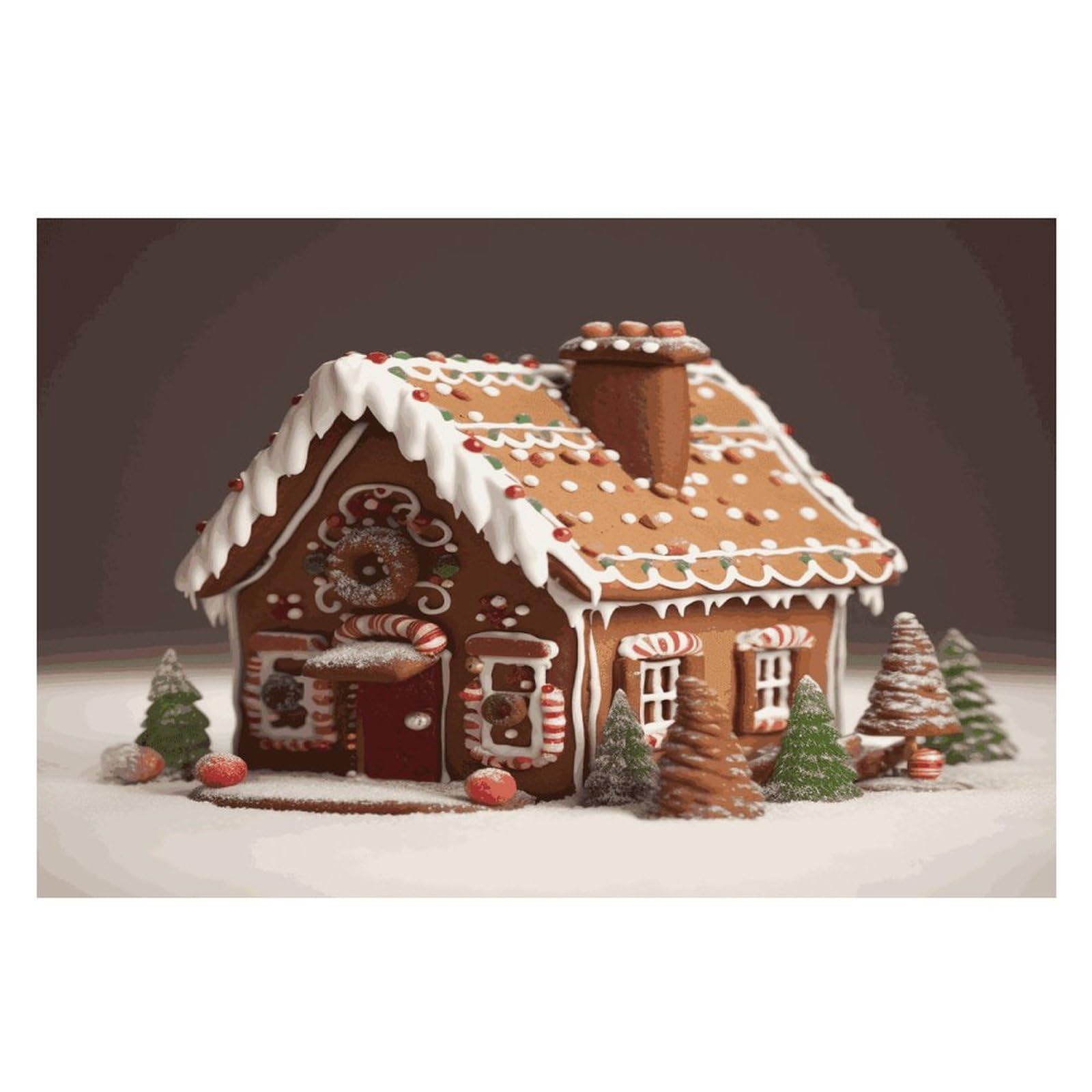 Gingerbread House Placemats Wipeable Heat Resistant Table Mats Washable Flax Place Mats Elegant Cloth Non-Slip Placemat for Kitchen Dinning Party Table Decor 12 * 18 in