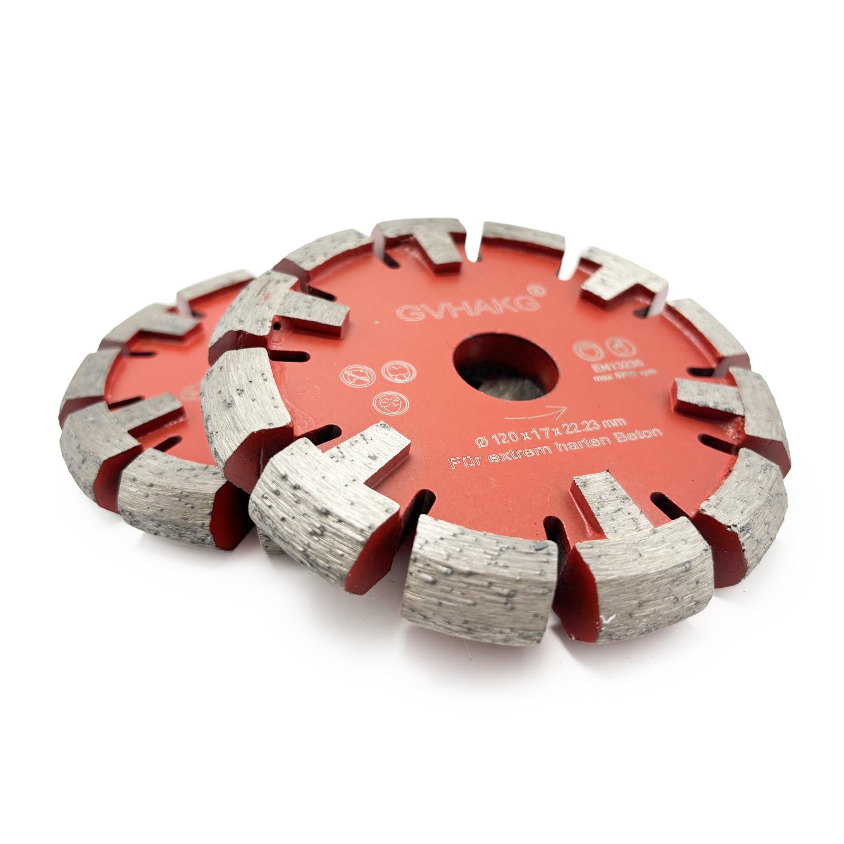 Tuck Point,Hoja de sierra de diamante para suelo radiante, suelo de hormigón muy duro y distancia, ancho de segmento de 17 mm, altura de segmento de 12 mm, corte seco premium (120x17x22.23 mm)