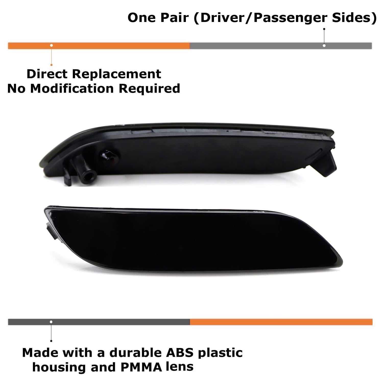 iJDMTOY Smoked Black-Out Rear Bumper Reflector Lens Replacement Compatible With Toyota 2018-up Camry Gen8 Gen9, Compatible with Lexus 2023-up Gen5 RX350 RX350h RX450h excluding F-Sport
