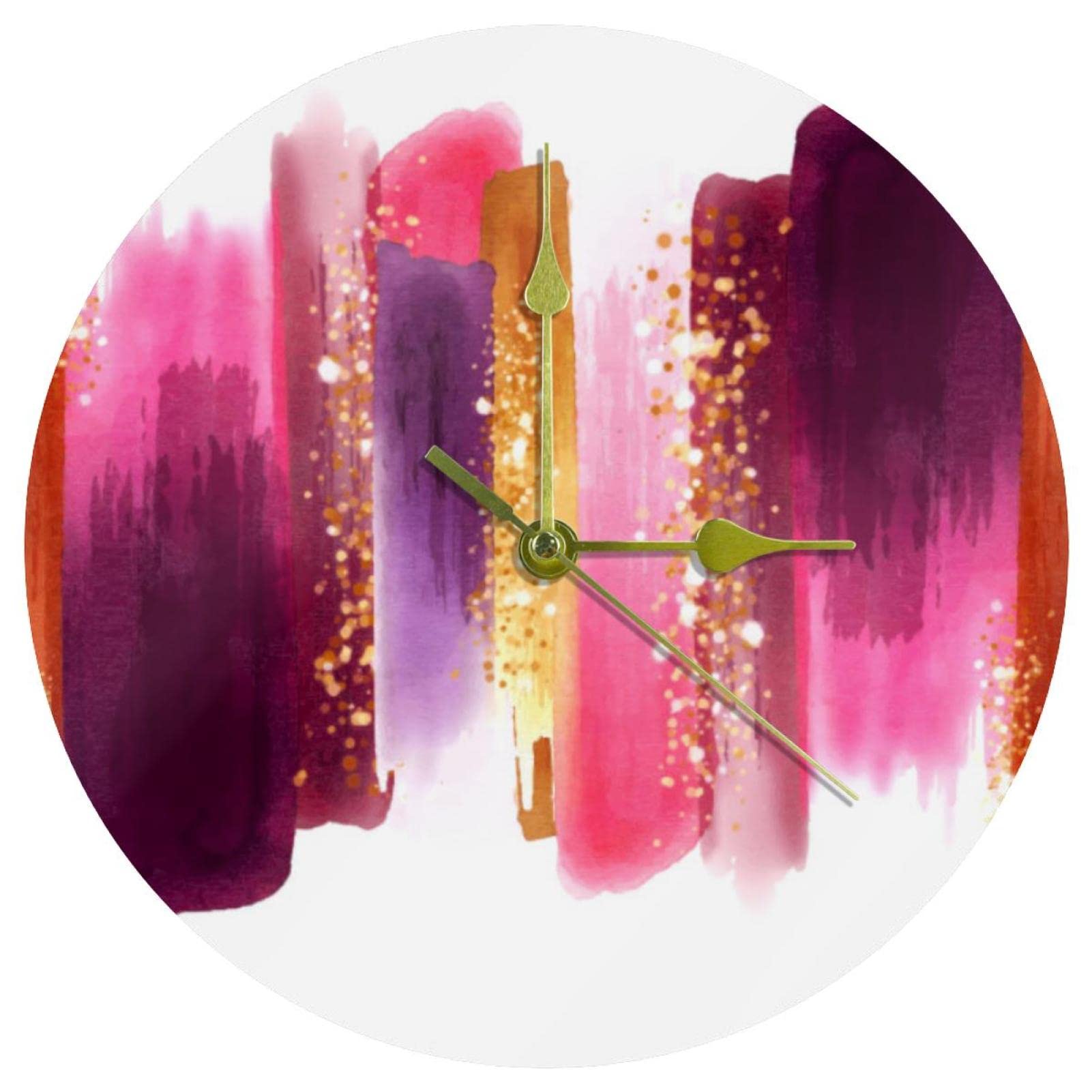 Horloge murale sans tic-tac ronde en acrylique aquarelle anti-bruit