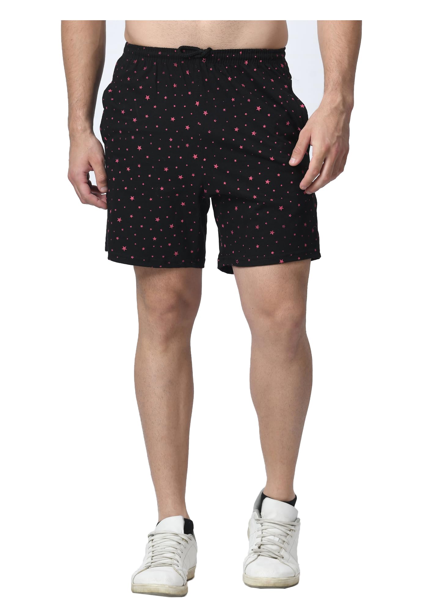 Men Cotton Star Printed Regular Bermuda Shorts (Pack of 1) Black-image-21