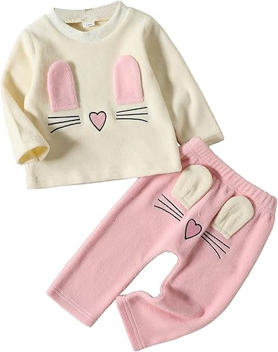 Conjunto de sudadera bordada de conejo para recién nacidos, niñas y niños, ropa de primavera y otoño