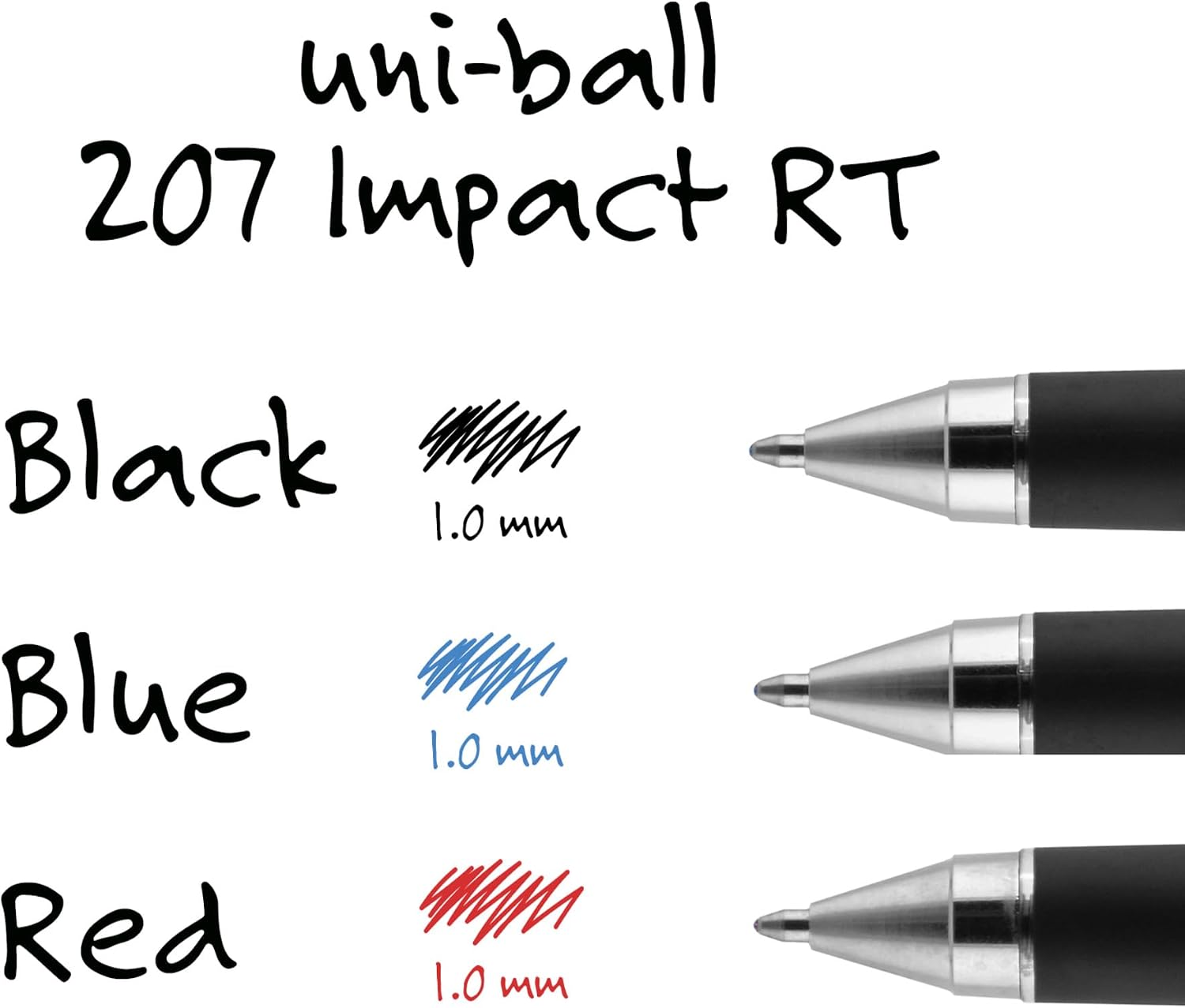 Uni-ball Signo Impact 207 Rt (Retractable) Refills, Black Ink, 1.0 Mm Bold Point, 6 Packs of Refills 65873