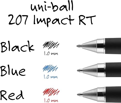Miniatura 5 de Uni-ball Signo Impact 207 Rt (retráctil), tinta negra, punta gruesa de 0.039 in, 6 paquetes de recambios 65873
