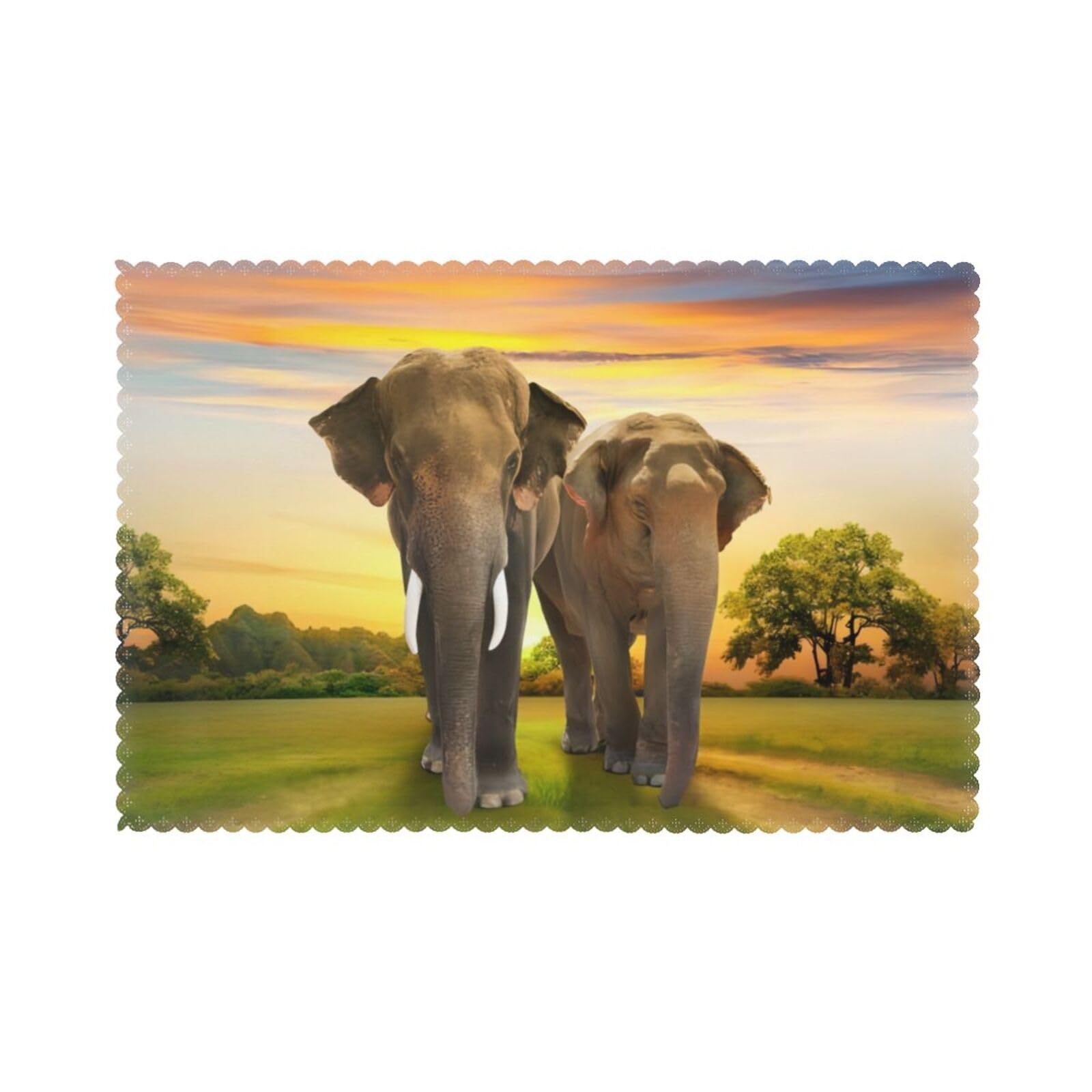 Elephant Walking Printed table mat set (6 pieces) - Aesthetic upgrade for family gatherings and hotel banquets