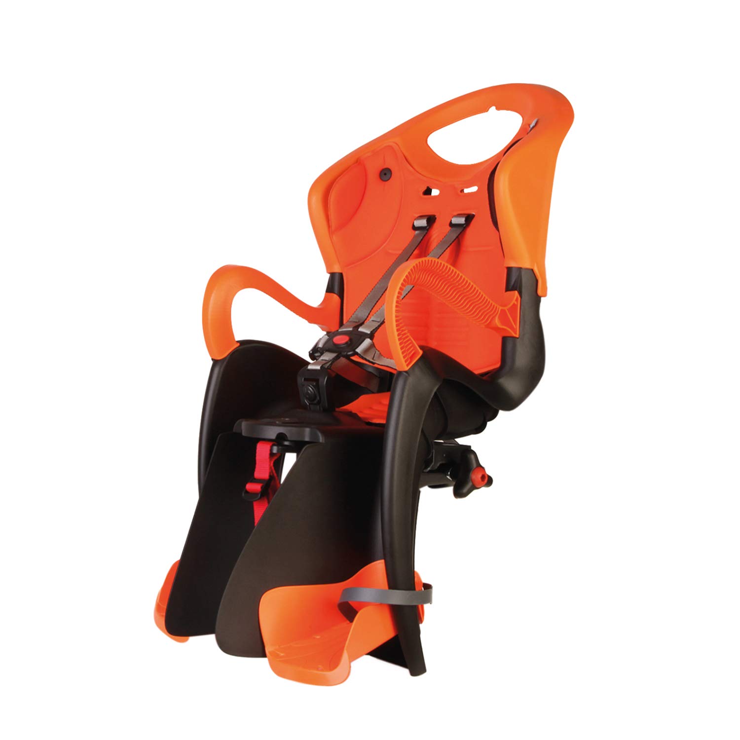 Tiger - Seggiolino Posteriore per Bicicletta - per Bambini fino a 22 kg, da 3 a 8 anni - si Fissa al Portapacchi - Arancione Nero