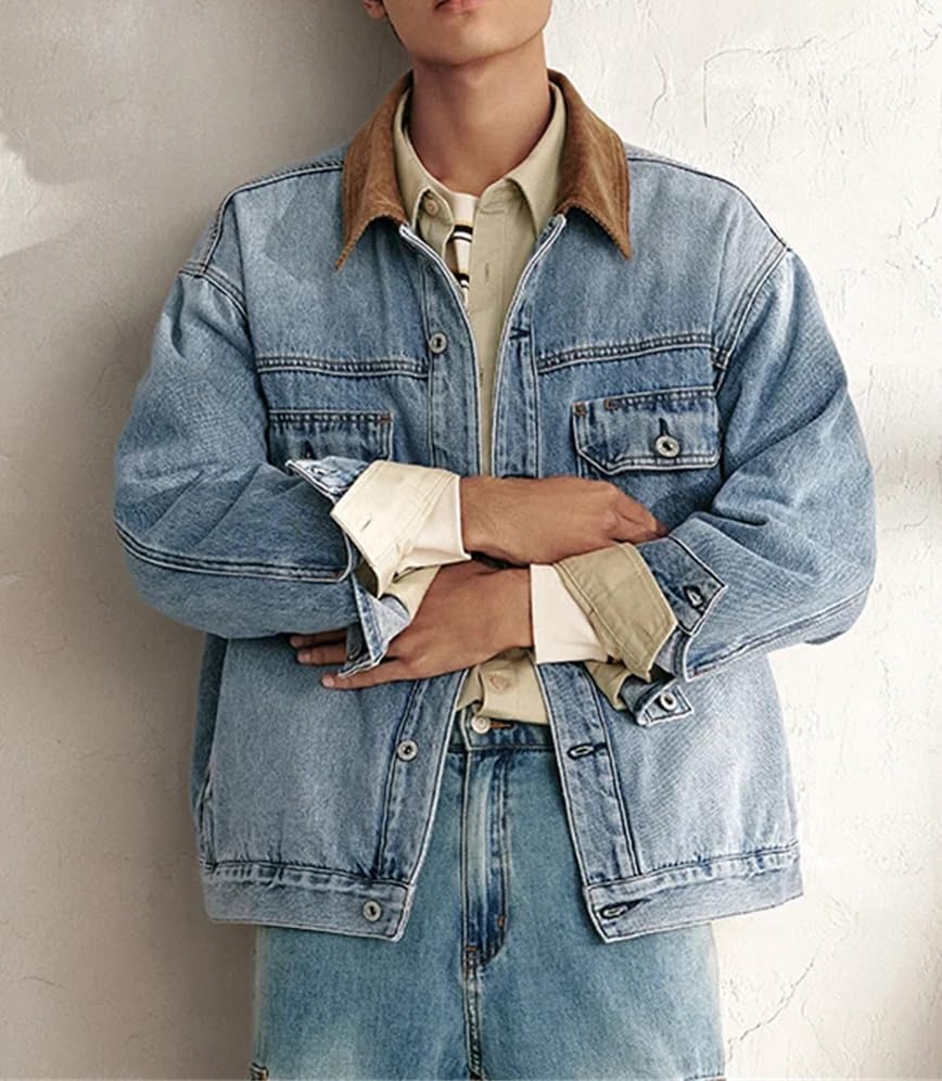 Veste en jean rétro ample homme : le confort d'un blouson à simple boutonnage