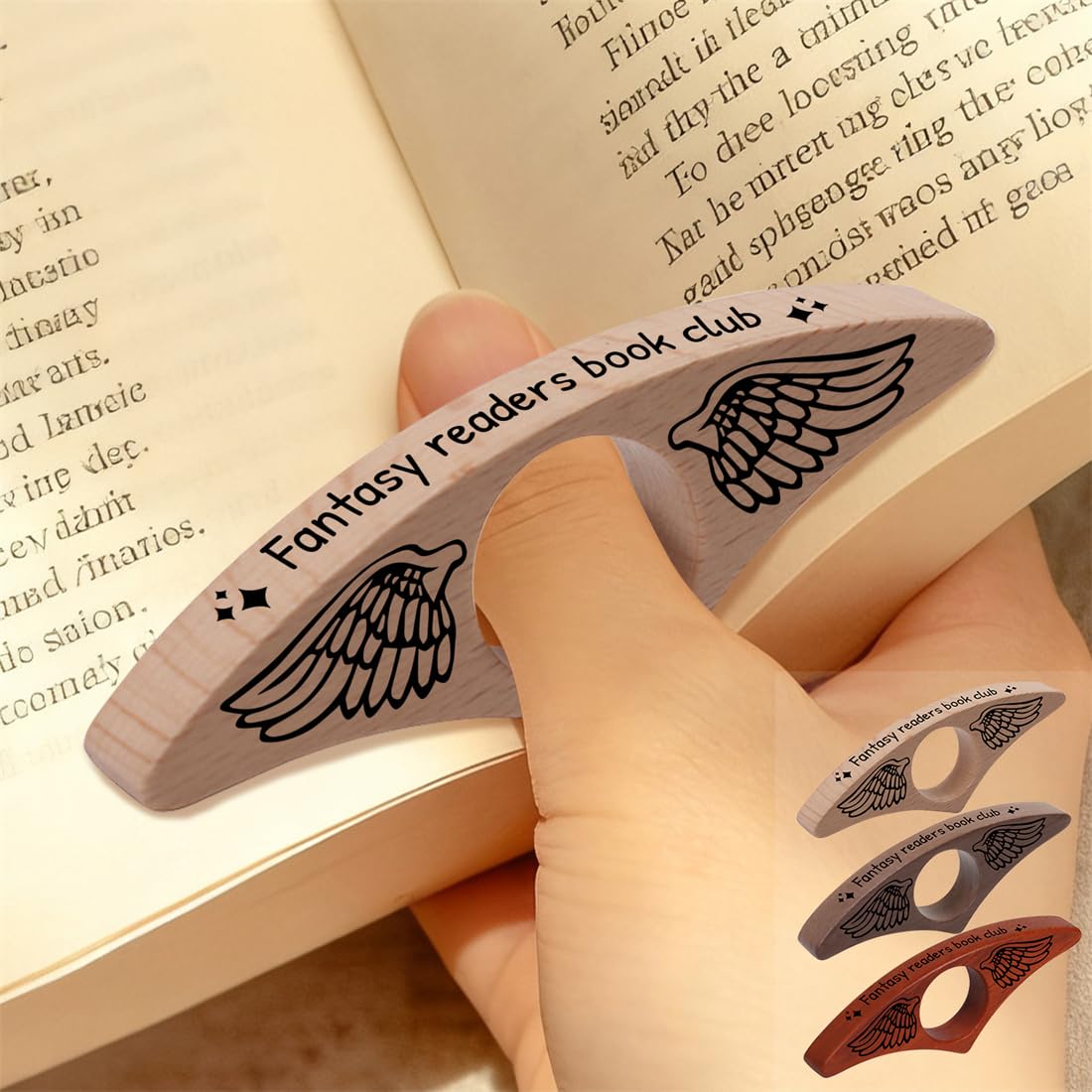 Personalised Fantasy Readers Book Club Page Holder Custom Name Wooden Thumb Page Spreader Holder for One-Handed Reading Funny Reader Gift for Bookish Book Lover Birthday Xmas (Style 4)