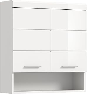 xonox.home - Hängeschrank Scout 74x79x24 cm in weiß und weiß Hochglanz - Hängeschrank Wandschrank Schrank Badmöbel - stabile Konstruktion hochwertig verarbeitet robust und langlebig