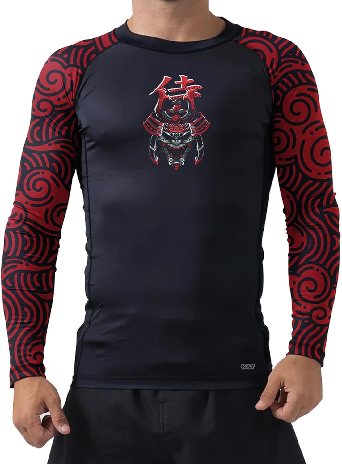 O2TEE Men's Tiger Samurai BJJ Rashguard Compression Shirt for Multi-Sport