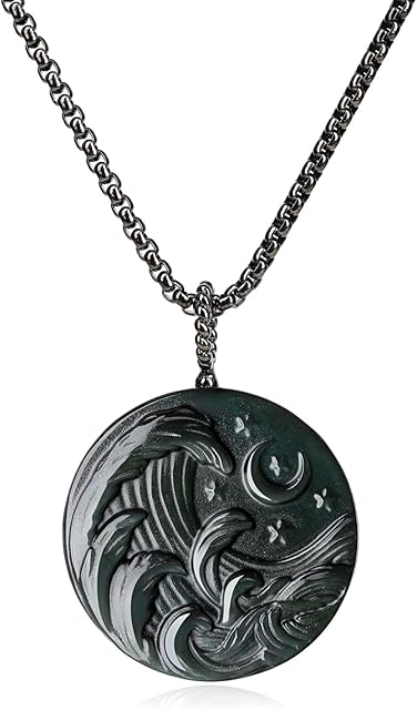 COAI Wave Under Night Sky Obsidian Stone Necklace
