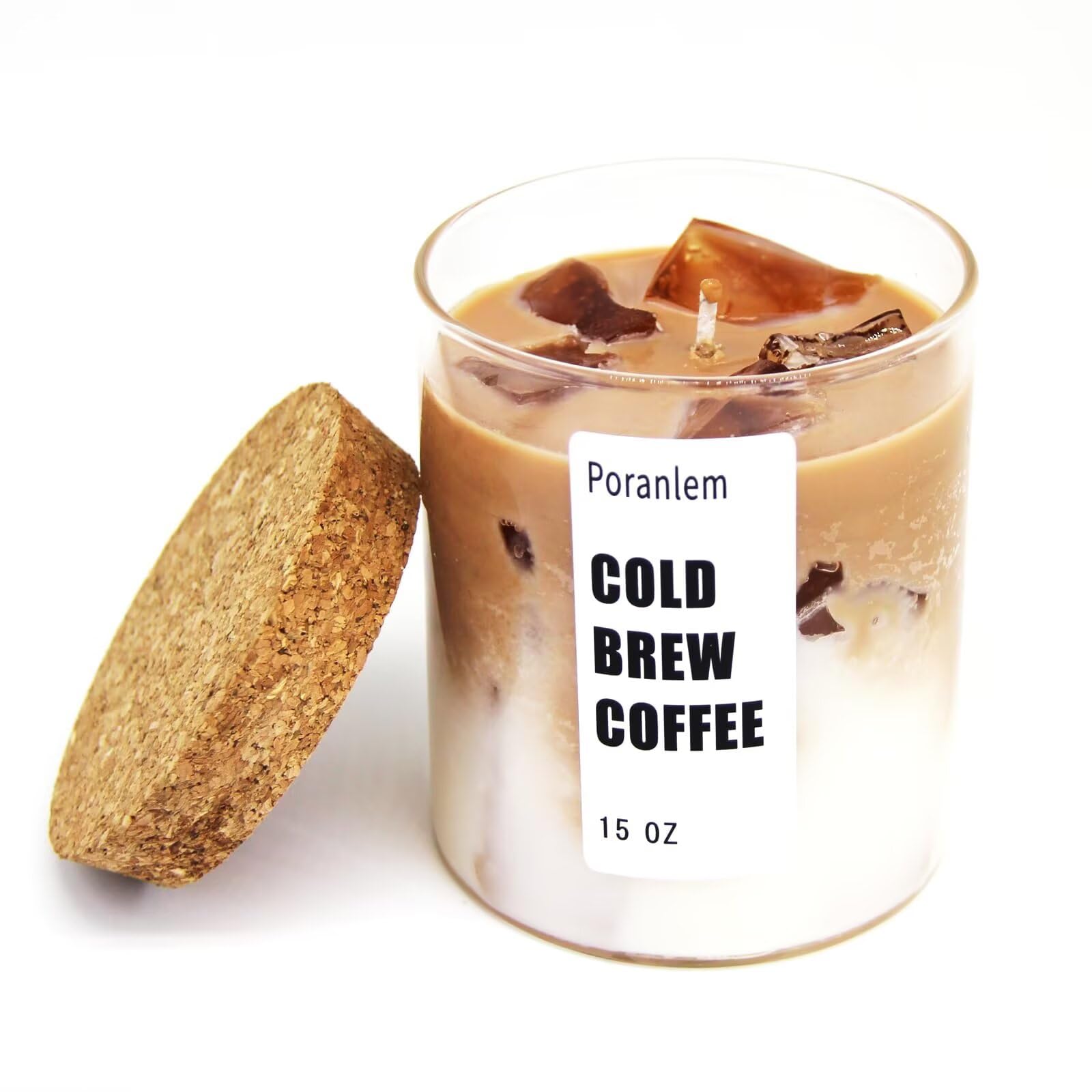 BOSENIYU Iced Coffee Candle, 450ml Latte Coffee with Ice Cube Candle, Handmade Home Scented Aromatherapy Candles.