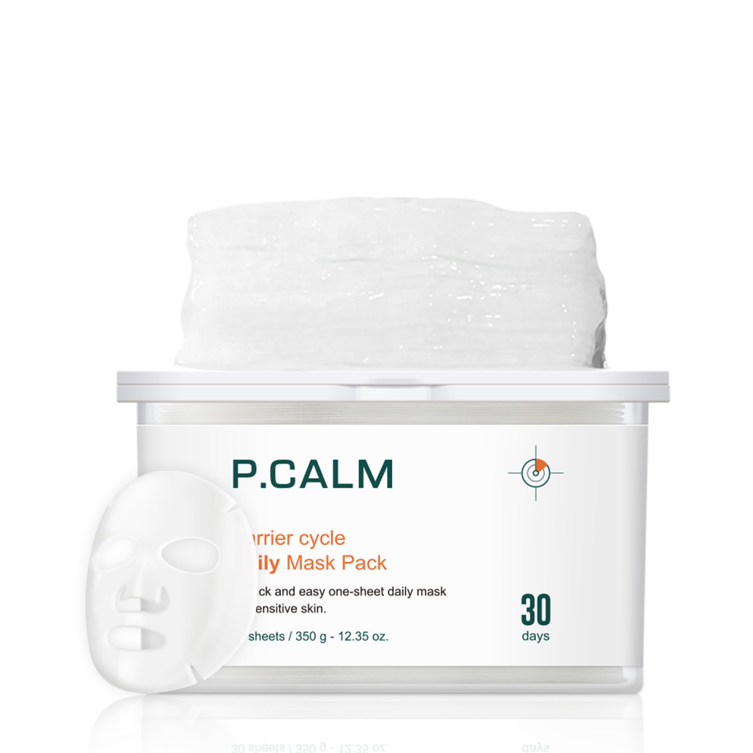 P.CALM Barrier Cycle Daily Sheet Mask Pack 30 Days Korean Moisturising Face Mask for Sensitive Skin Vegan Cruelty Free
