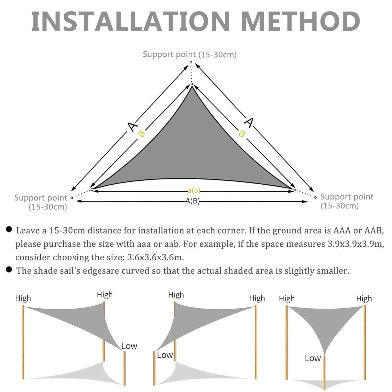 Voile D'Ombrage Triangle 3x4x5m, Toile Ombrage avec 3 Corde Libre, Auvent ImperméAble UV Protection, pour Jardin Terrasse ExtéRieur, avec Anneaux D+Corde
