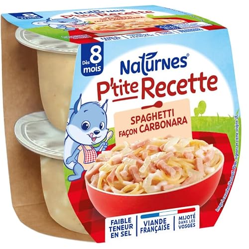 NarturNes - P'tite Recette Spaghetti façon Carbonara 8 Mois Bol 2 x 200g