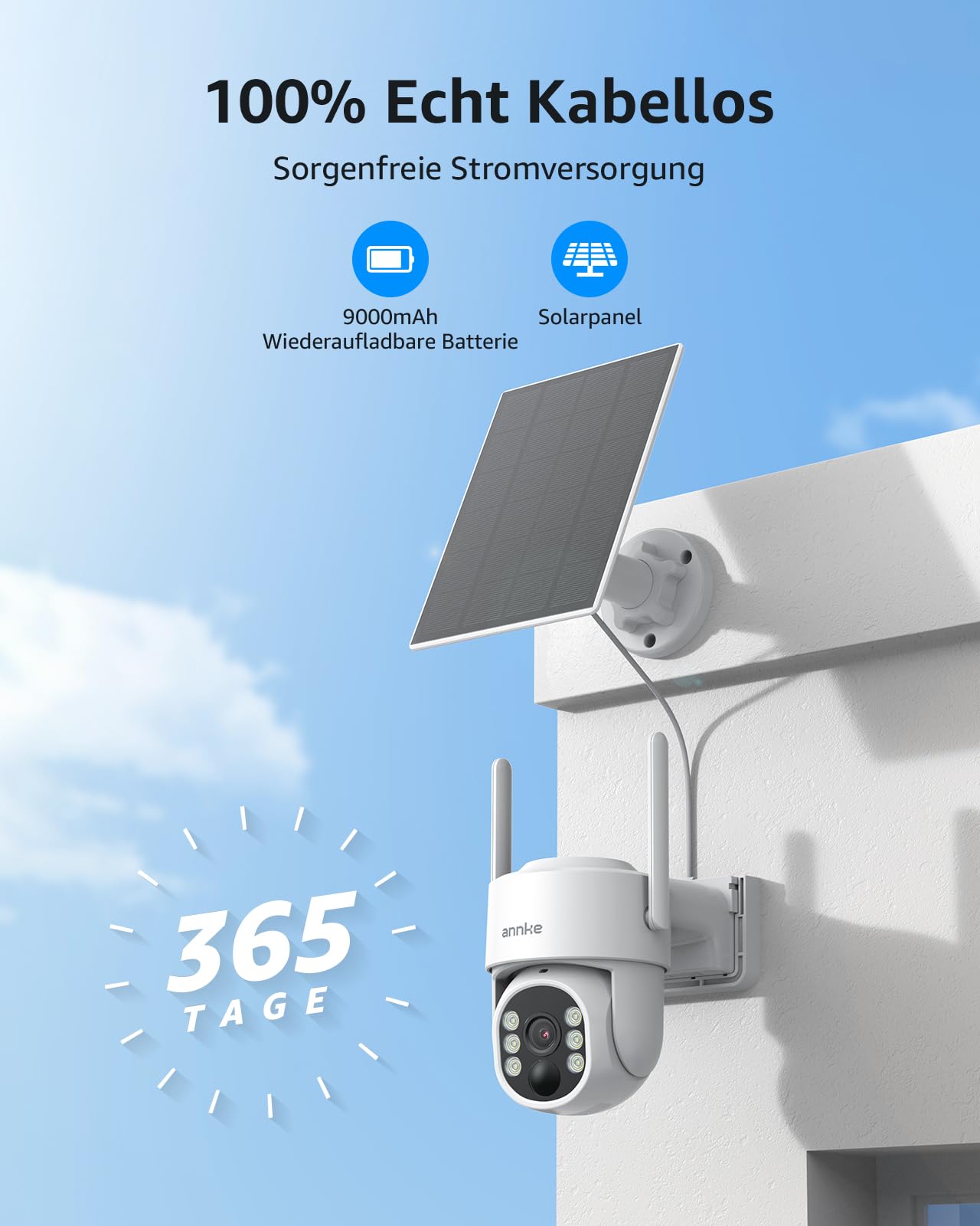 ANNKE Überwachungskamera Aussen Set mit 4CH 7" Monitor, 2X 4MP PT Überwachungskamera Aussen Akku Solar, 270° Schwenken, 90° Neigen, 2 Wege Audio, Farbnachtsicht, Personenerkennung, 64GB SD Karte
