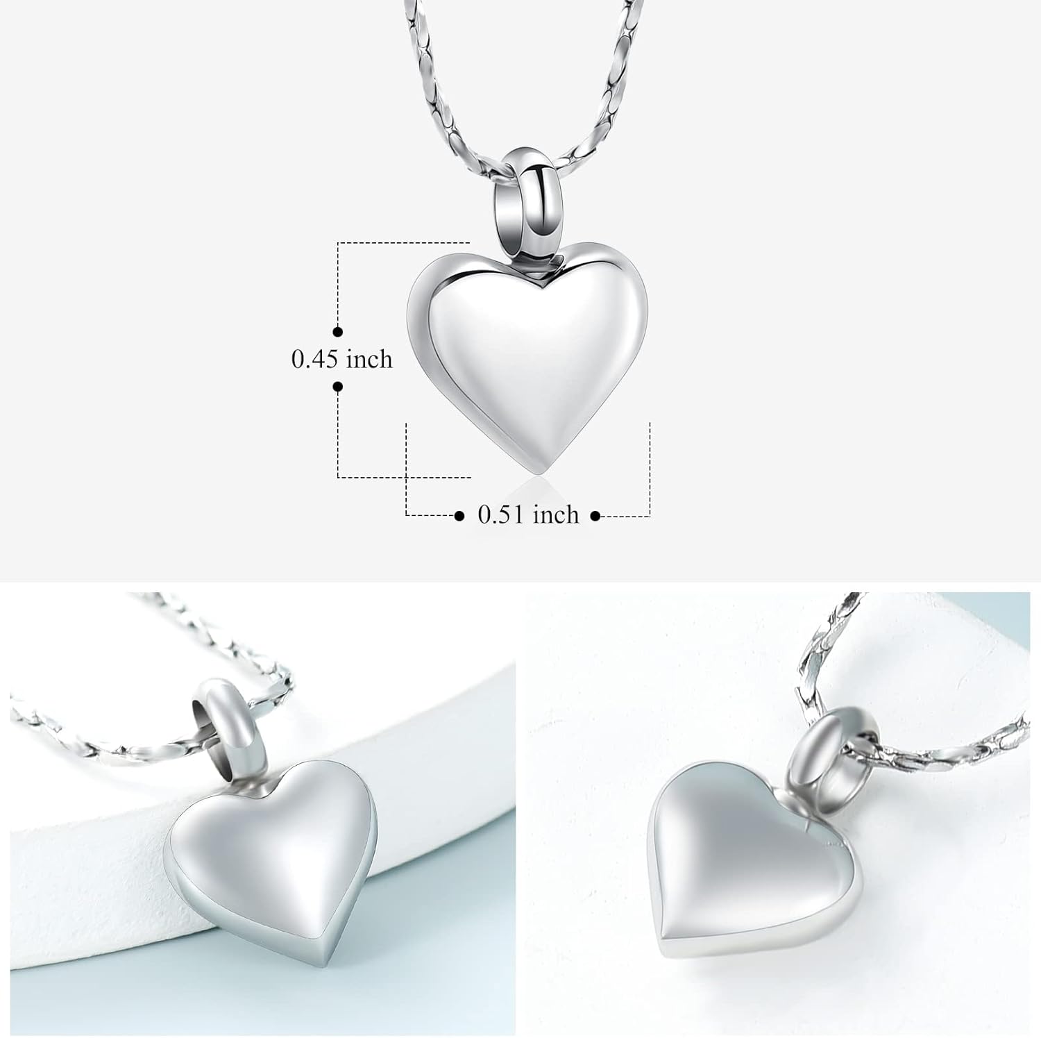 Imrsanl Small Heart Urn Necklace for Ashes Cremation Jewelry for Women Stainless Steel Pendant Memorial Ash Holder Loved Ones Keepsake - Image 3