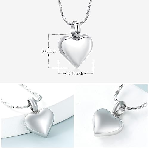 Miniatura 3 de Imrsanl Collar de urna de corazón pequeño para cenizas, joyería de cremación para mujer, colgante de acero inoxidable, soporte conmemorativo para