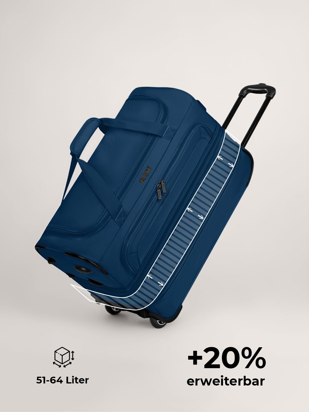 REDOLZ Duffle Essentials Wheeled Duffle Exp. M Navy