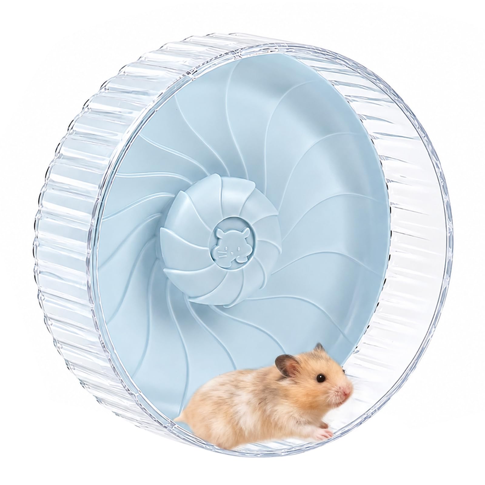 Silent Hamster Wheel – 21cm No Stand, Double-Bearing Silent Spinner for Happy Syrian Hamsters, Hedgehogs, Mice & Small Pets, Cage Accessory,Blue