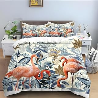 phonxia Jungle Pattern Duvet Cover Set Double Size Printed Double Duvet Cover Sets 3 pcs with Zipper Closure 2 Pillowcases Soft Hypoallergenic Microfiber Quilt Cover Bedding Sets 200 x 200 cm
