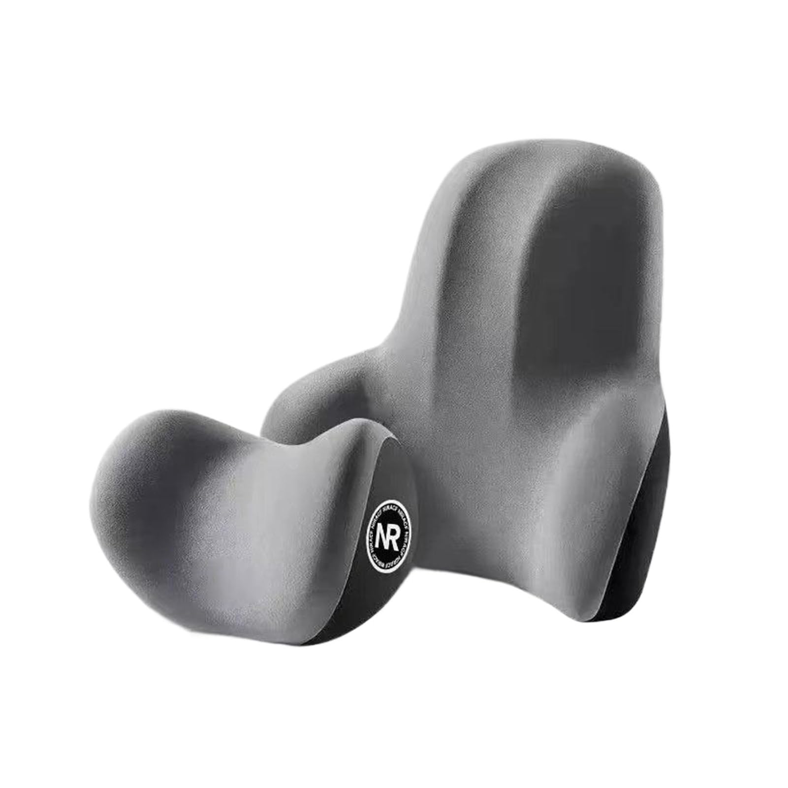 KIXZSAZ Car Headrest Lumbar Support Pillow Set With Premium Memory Foam Core For Comfort And Pain Relief Providing Three-point Support For Head And Lower, Gray