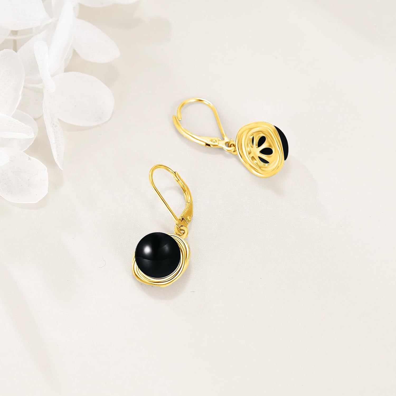 POPLYKE FreshWater Pearl Dangle Earrings 925 Sterling Silver Lapis lazuli Turquoise Larimar Opal Black Pearl Leverback Earrings for Women Birthday Hypoallergenic