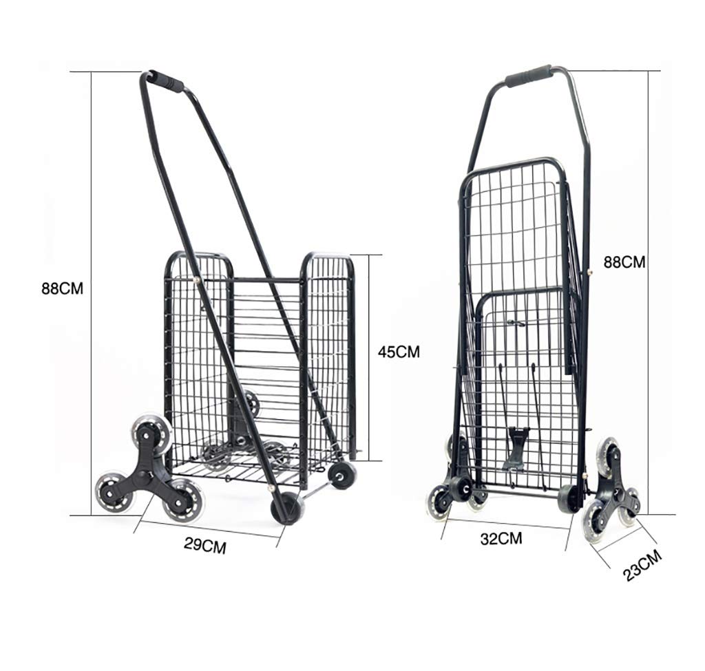 Carrello Della Spesa Dei Camion Della Mano, Carrello Della Spesa Pieghevole Carrello Portatile Carrello Dei Carrelli Del Metallo/Black/B